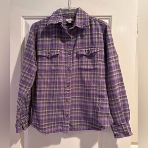 Carhartt Women Plaid Flannel Shirt Small Purple Button Front Cotton